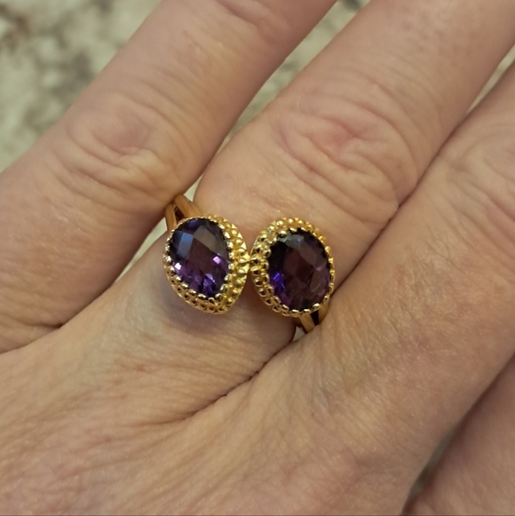 Premium Natural Amethyst Bypass Ring - Picture 6 of 7